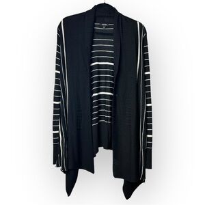 Apt 9 Black and White Stripes Open Waterfall Cardigan L